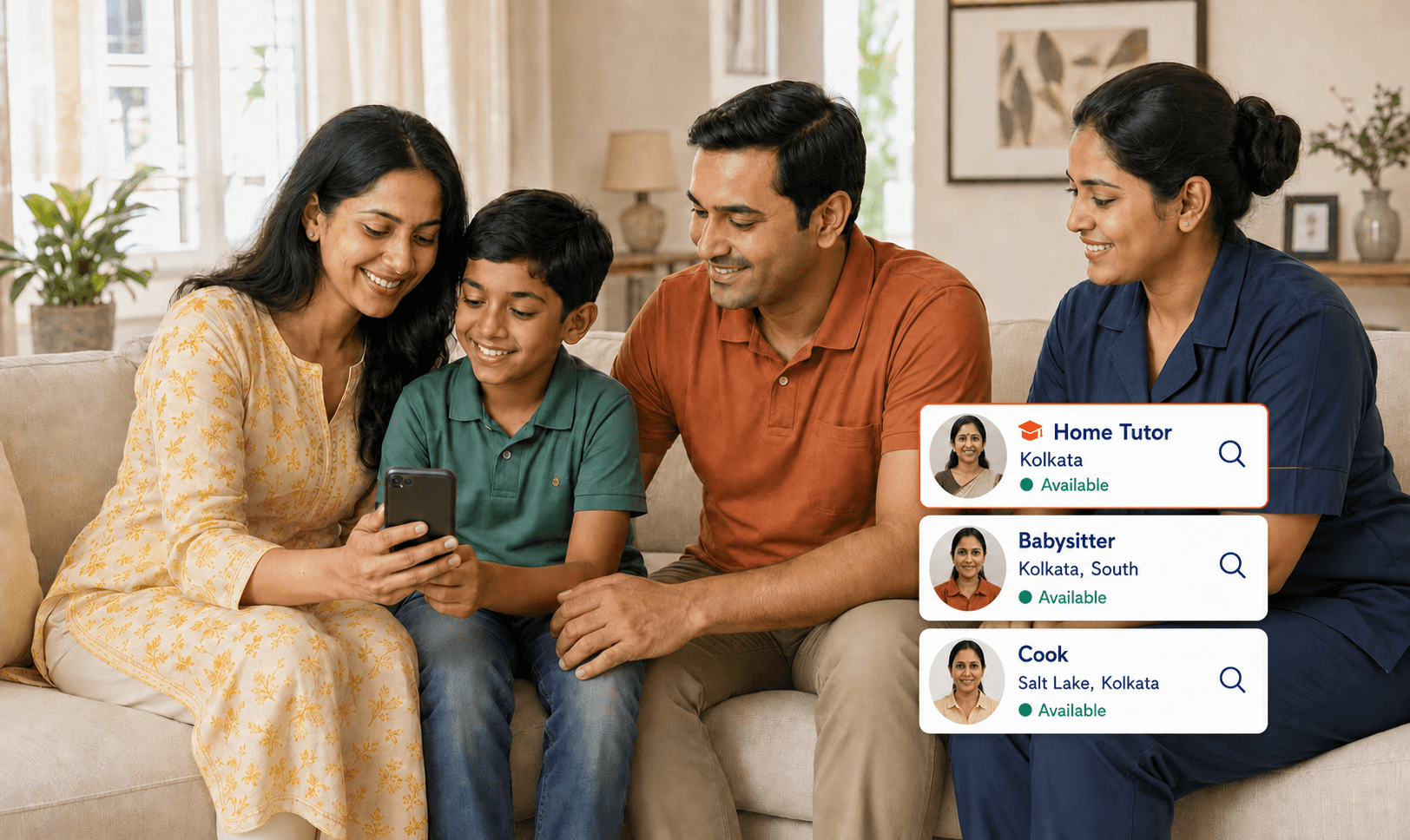 Family choosing a home helper